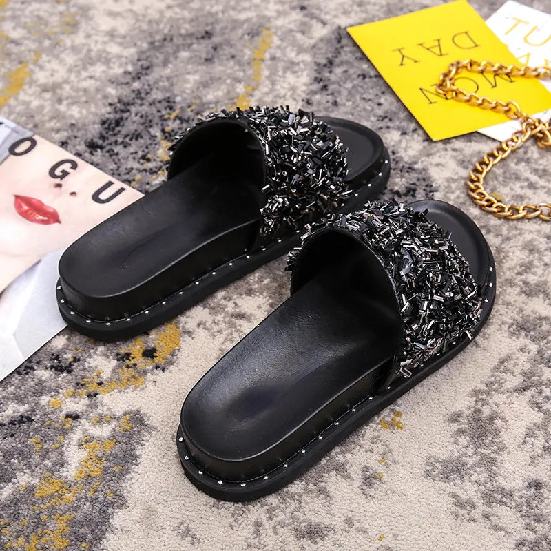Owlkay Soft Sole Non-Slip Shiny Slippers