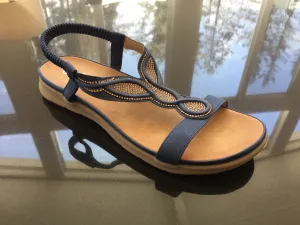 Sandals - Bead Detail - Navy