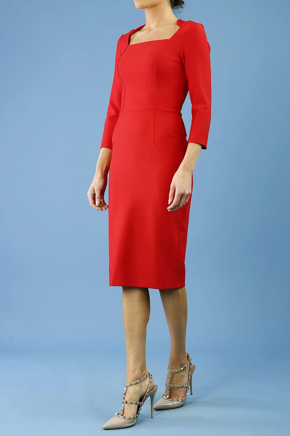 Seed Rowena Square Neckline Sleeved Pencil Dress