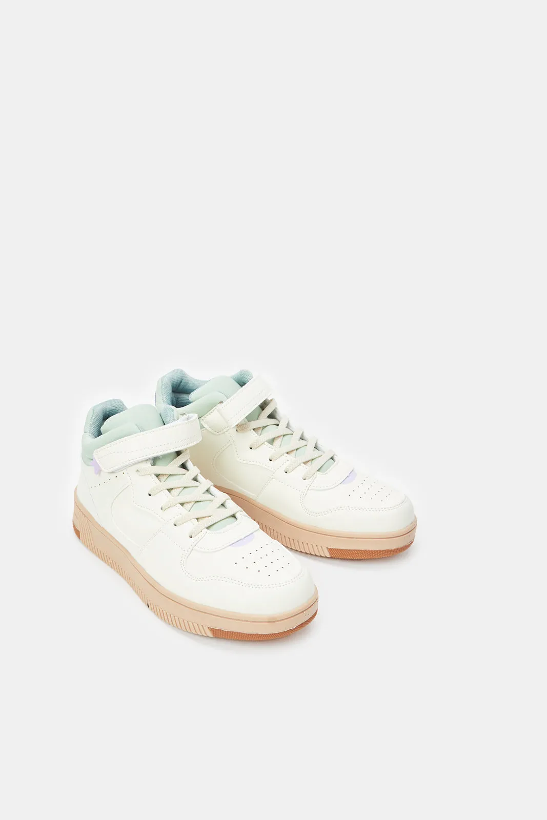 Senior Girls White Velcro High-Top