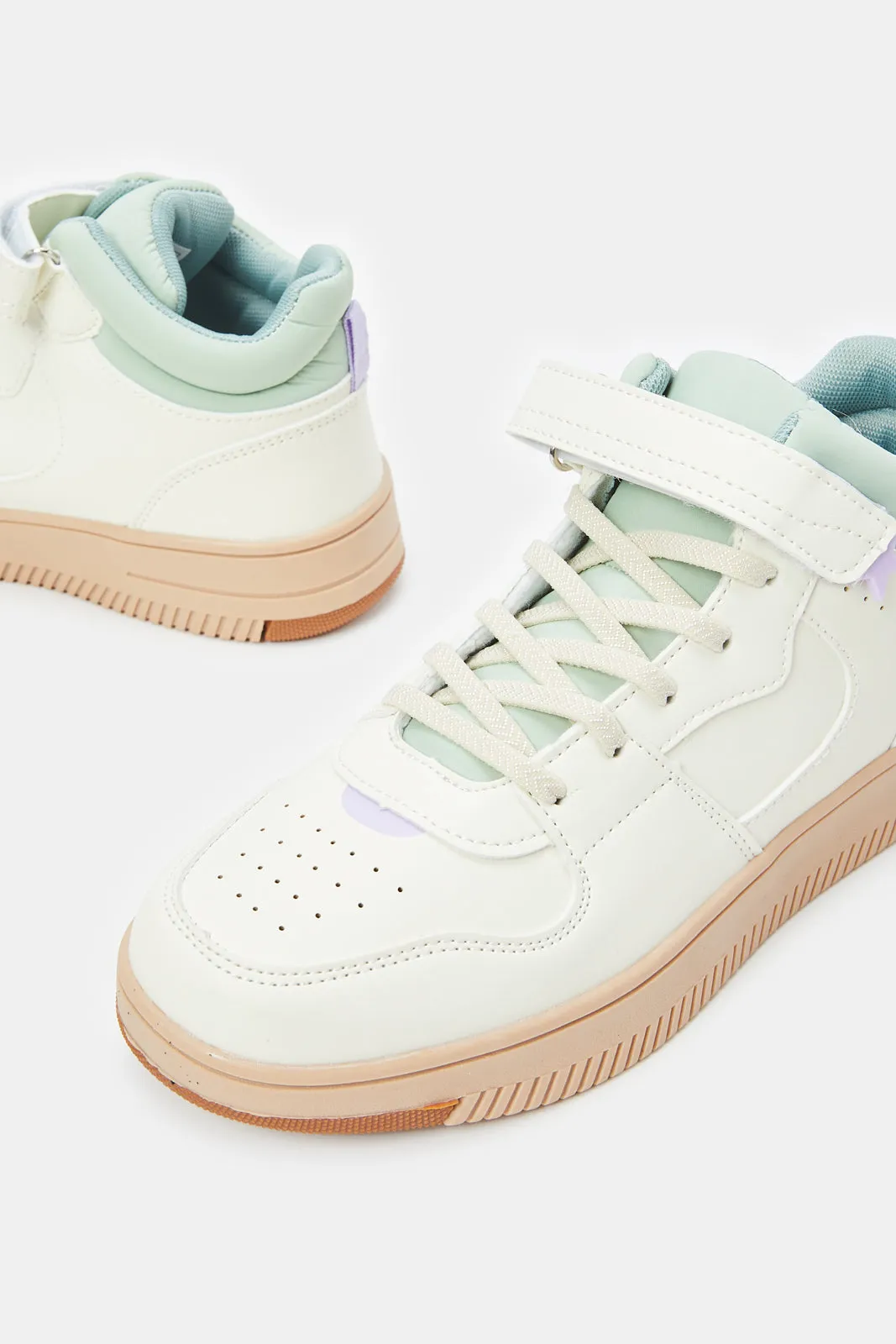 Senior Girls White Velcro High-Top
