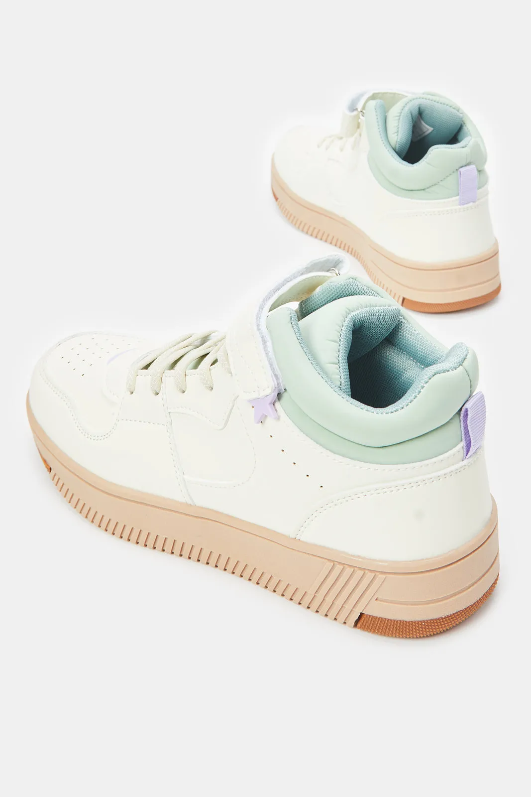 Senior Girls White Velcro High-Top