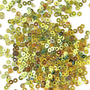 Sequins - Flat - Circle - 4mm - Shiny Green with Copper and Gold Lights (S260)