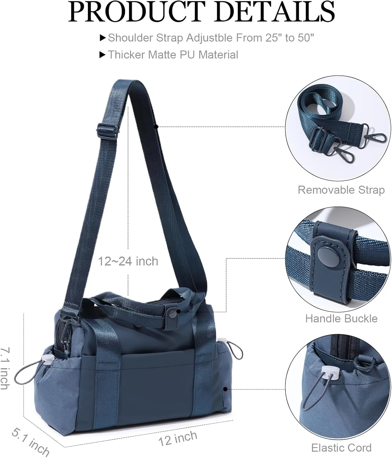 Small Gym Bag for Women, Mini Crossbody Gym Duffle Bag with Wet Compartment, Carry on Gym Tote Bag for Workout Dance Sport Travel (Mini-Blue)