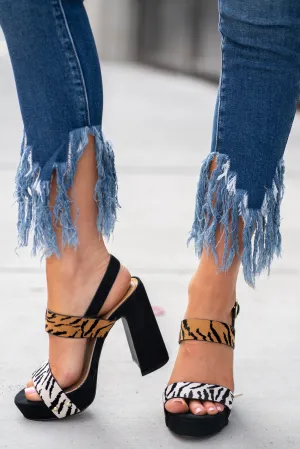Tiger Print Block Heels