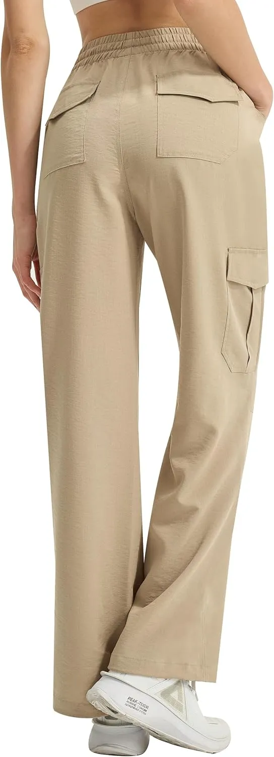 Women's Cargo Hiking Pants Lightweight Casual Quick Dry Straight Leg Camping Travel Pant for Work Golf with Multi-Pocket