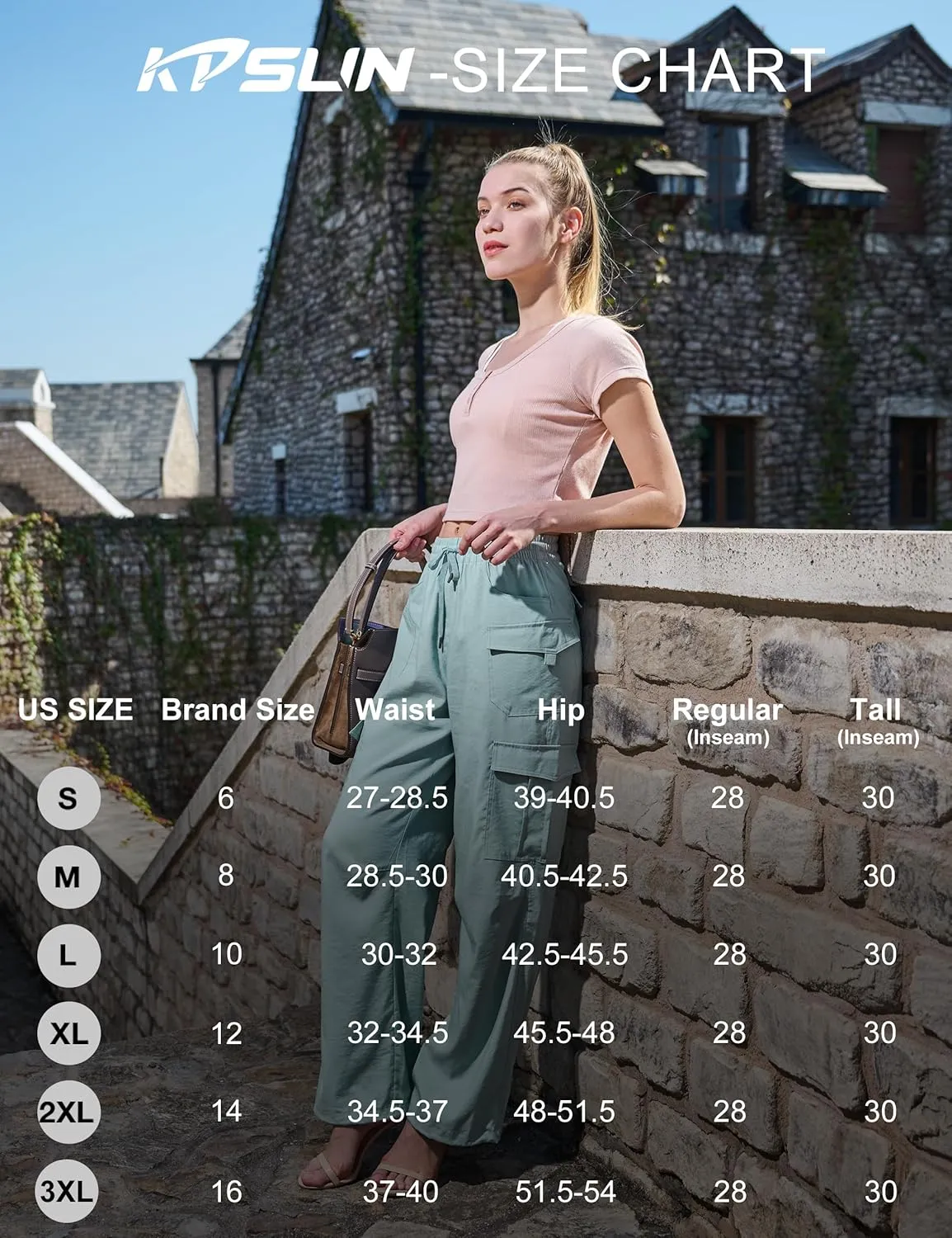 Women's Cargo Hiking Pants Lightweight Casual Quick Dry Straight Leg Camping Travel Pant for Work Golf with Multi-Pocket