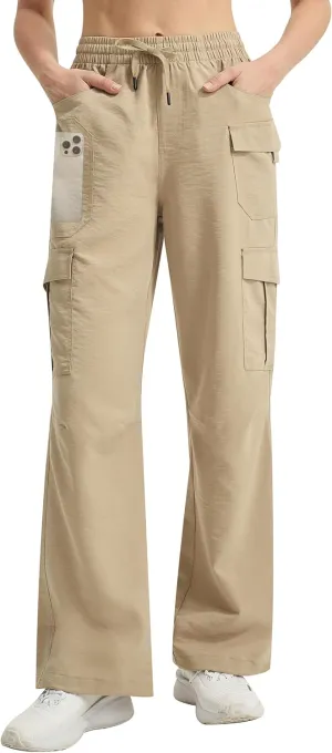 Women's Cargo Hiking Pants Lightweight Casual Quick Dry Straight Leg Camping Travel Pant for Work Golf with Multi-Pocket