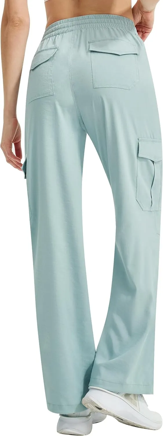 Women's Cargo Hiking Pants Lightweight Casual Quick Dry Straight Leg Camping Travel Pant for Work Golf with Multi-Pocket
