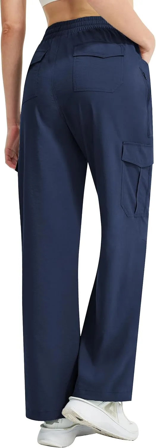 Women's Cargo Hiking Pants Lightweight Casual Quick Dry Straight Leg Camping Travel Pant for Work Golf with Multi-Pocket