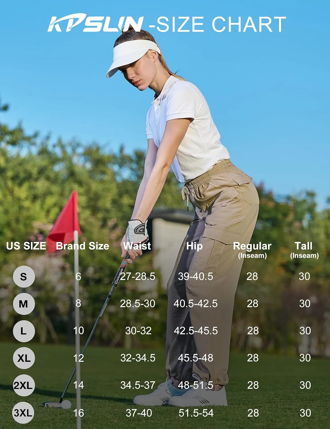 Women's Cargo Hiking Pants Lightweight Casual Quick Dry Straight Leg Camping Travel Pant for Work Golf with Multi-Pocket