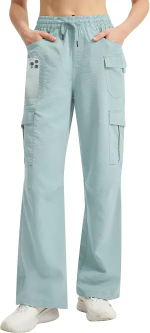 Women's Cargo Hiking Pants Lightweight Casual Quick Dry Straight Leg Camping Travel Pant for Work Golf with Multi-Pocket