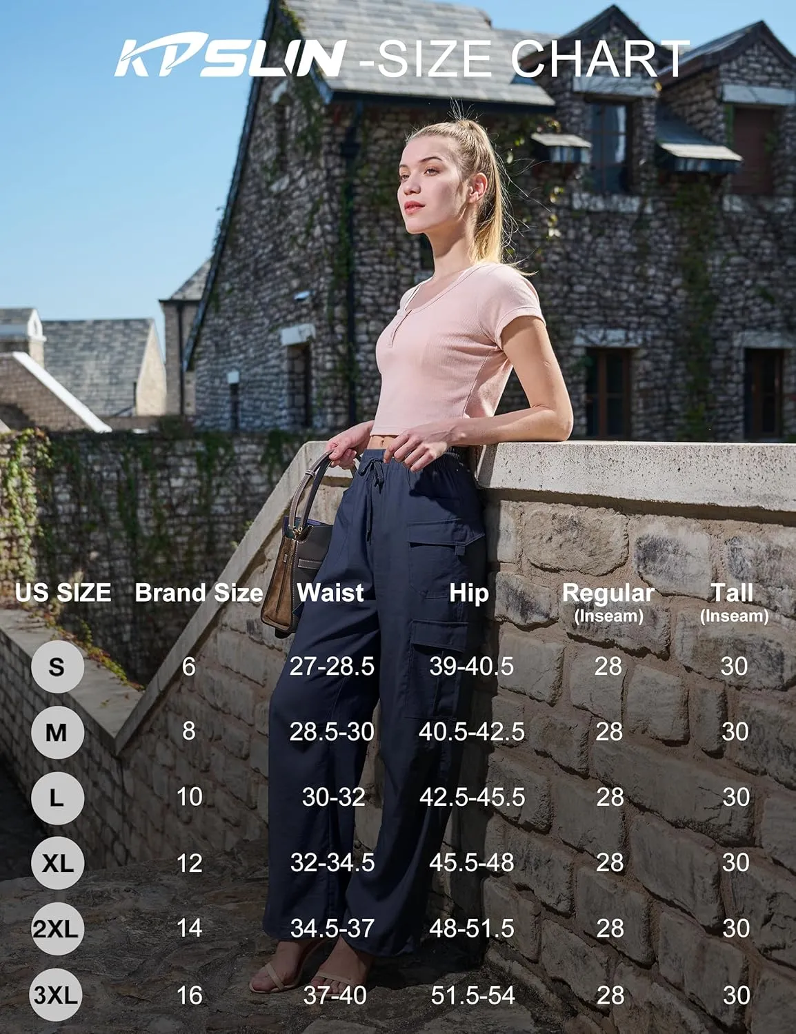 Women's Cargo Hiking Pants Lightweight Casual Quick Dry Straight Leg Camping Travel Pant for Work Golf with Multi-Pocket