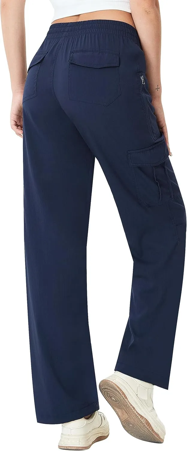 Women's Cargo Hiking Pants Lightweight Casual Quick Dry Straight Leg Camping Travel Pant for Work Golf with Multi-Pocket
