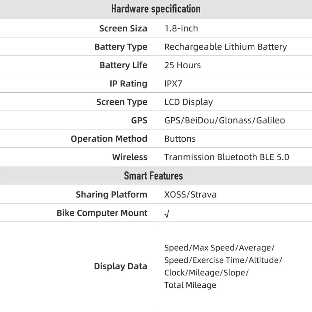 XOSS Bike Computer G Plus Wireless GPS Speedometer Waterproof